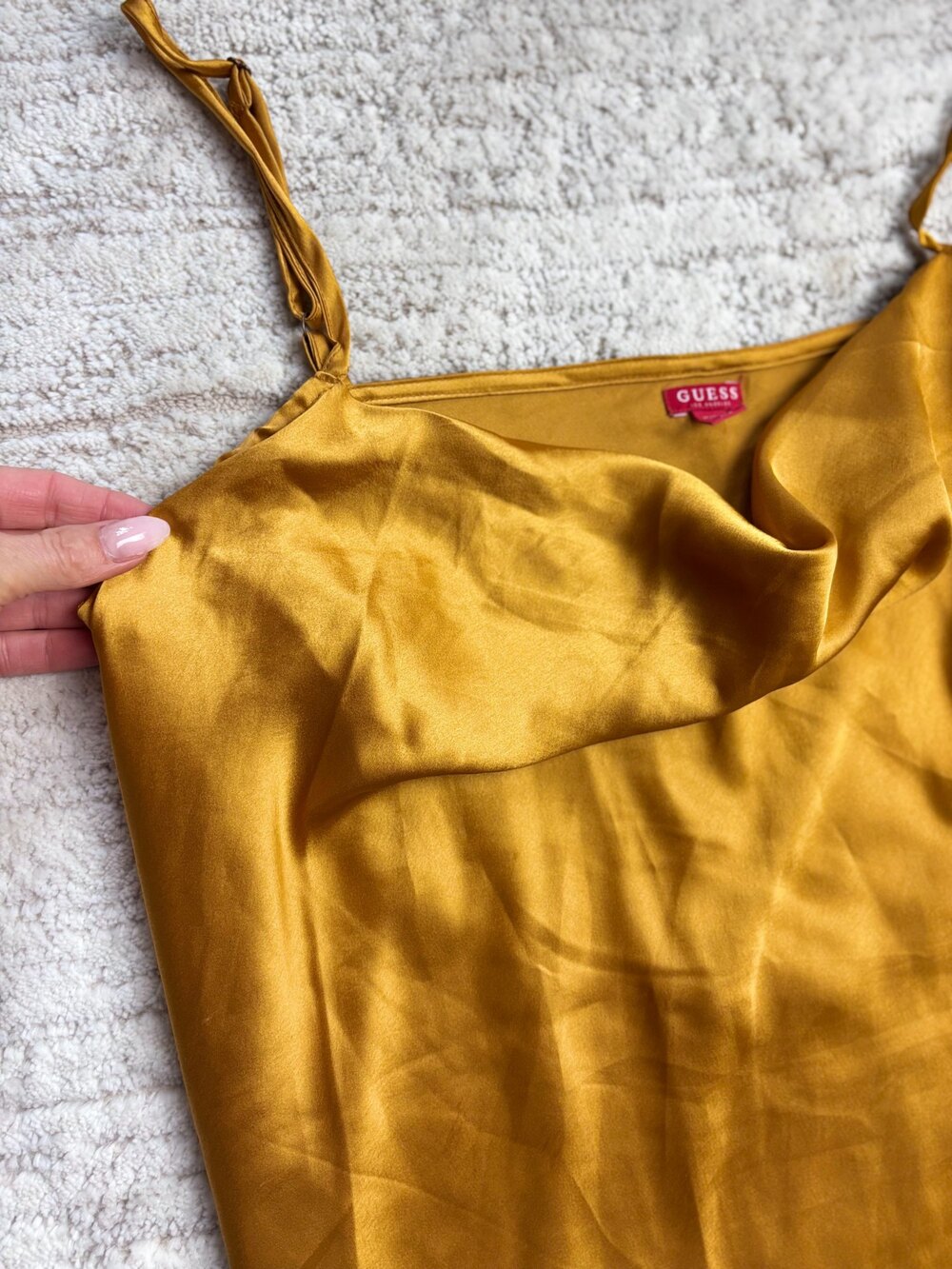 Vintage Guess Satin Cowl Neck Slip Dress Gold Size XL